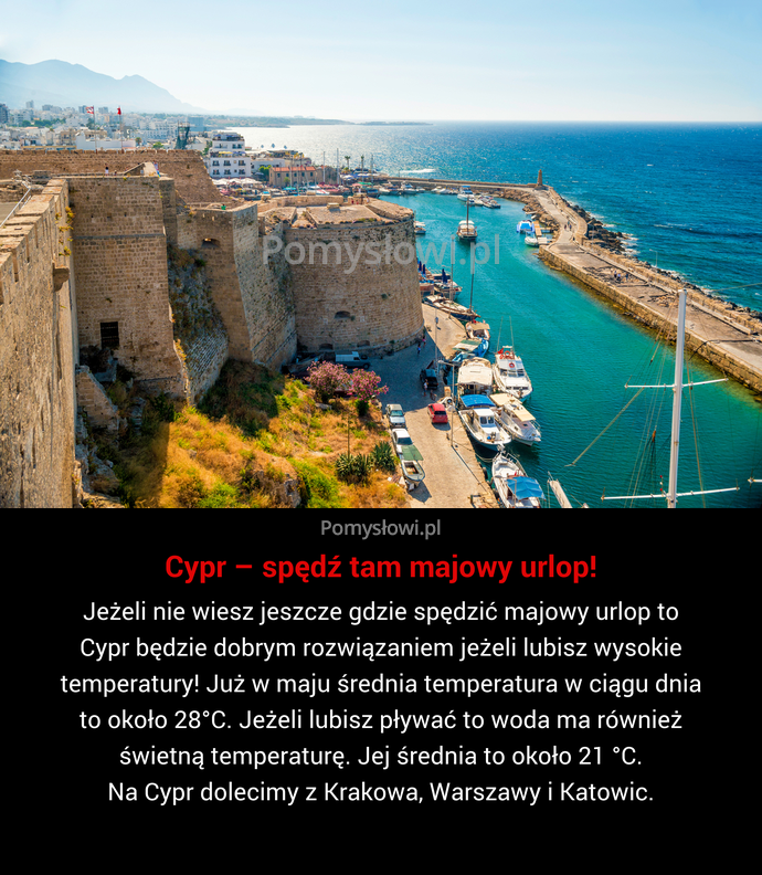 Jeżeli nie wiesz jeszcze gdzie spędzić majowy urlop to Cypr będzie dobrym rozwiązaniem jeżeli lubisz wysokie temperatury! Już w maju ...