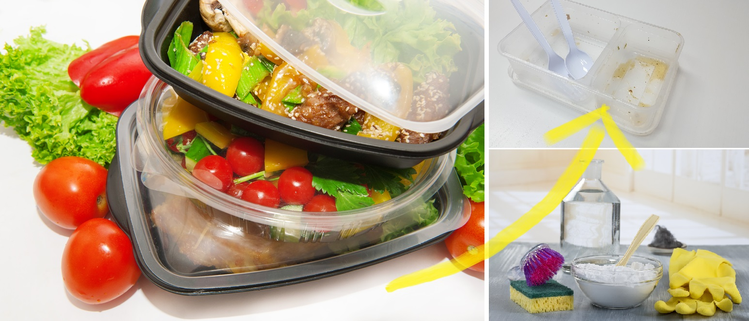 Czym domyć odbarwione plastikowe pojemniki na jedzenie?